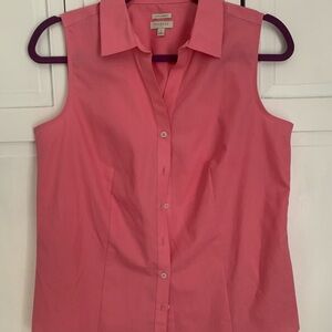 Talbots Pink Button Down Shirt Fitted Notched Collar